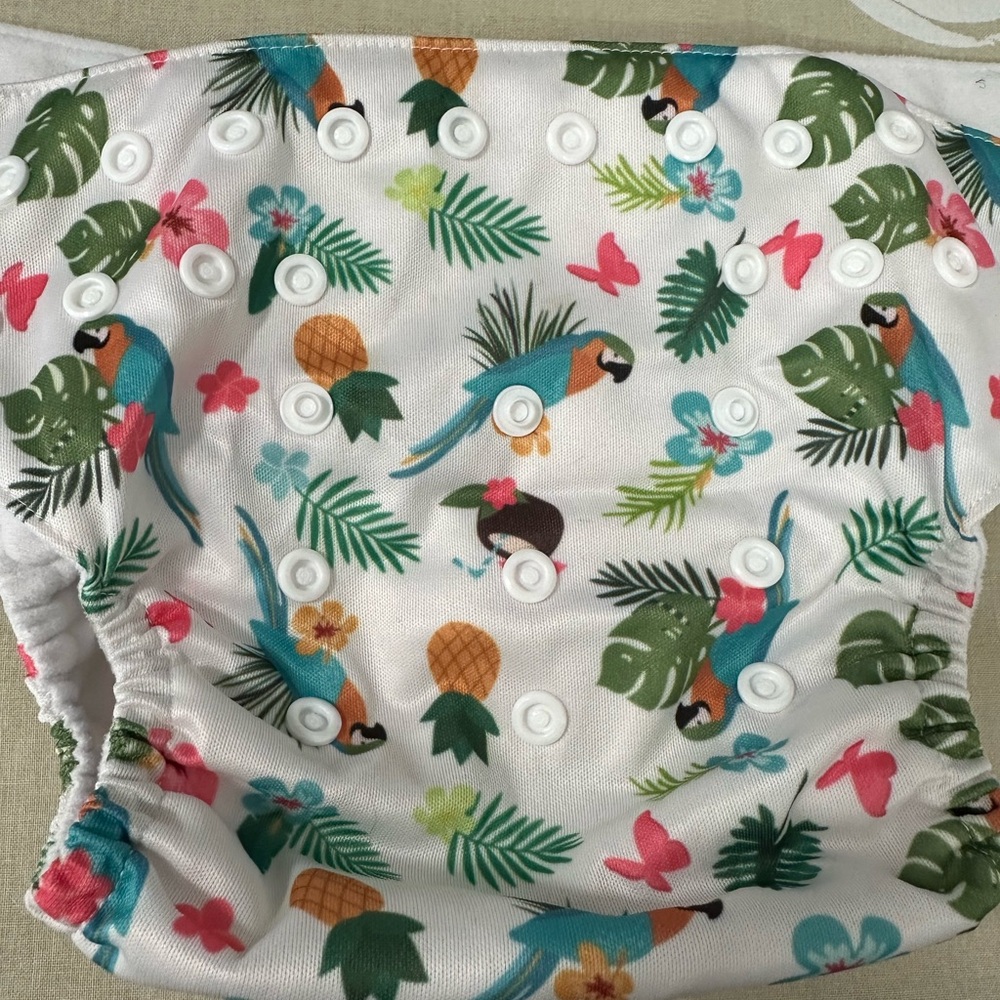 Tropical Parrot Print Cloth Diaper With Insert
